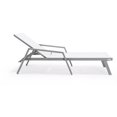 thumbnail image 4 of LeisureMod Marlin Outdoor Chaise Lounge Chair with Armrests – Grey Aluminum Frame, Adjustable Reclining Patio Lounger for Poolside, Garden, or Deck - White, 4 of 12