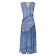 thumbnail image 5 of LOVZFMLL Robes Femmes Mode Printemps/été Imprimé Décontracté Col en V Sans Manches Longue Jupe, 5 of 5