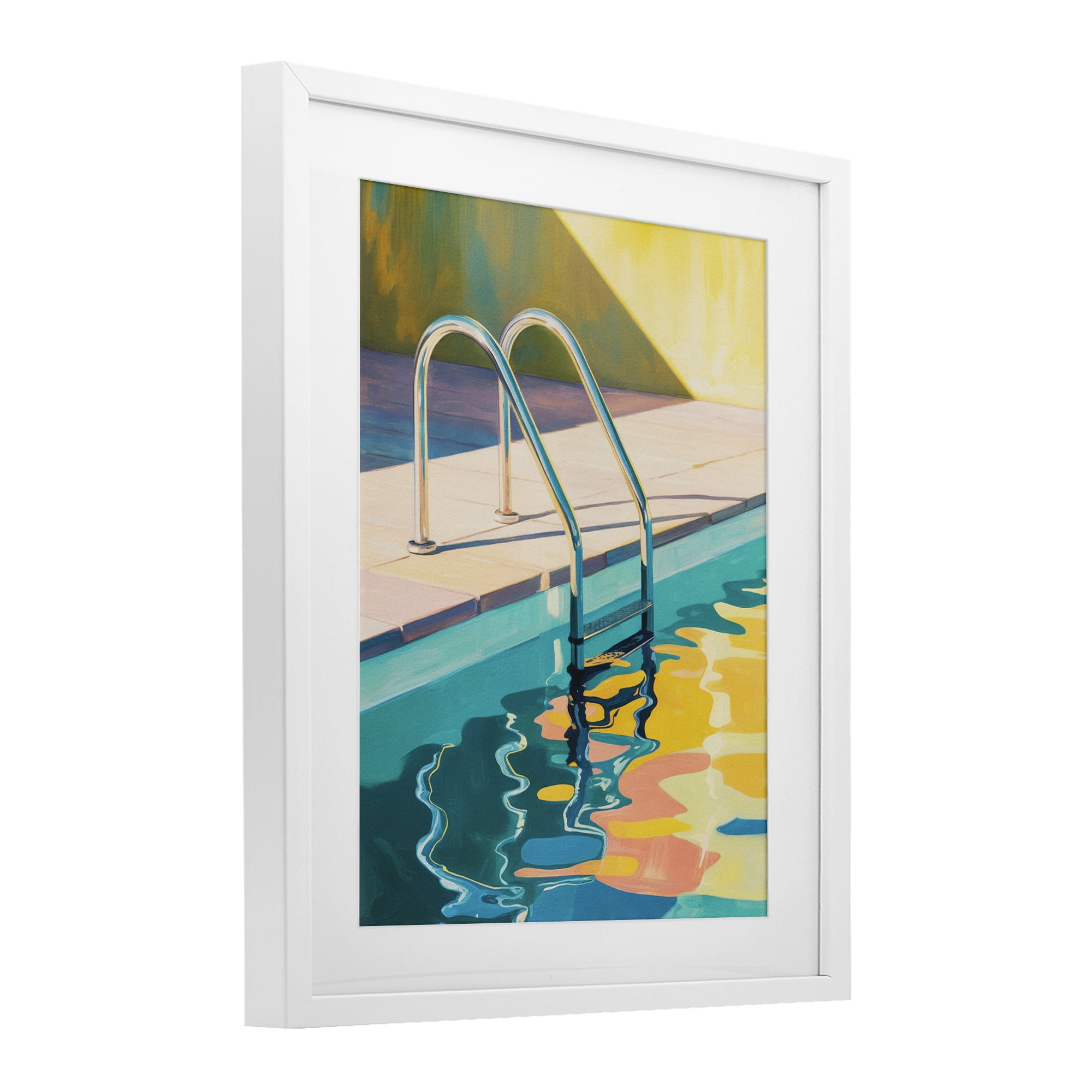 Stupell Industries Pool Ladder At Sunset White Framed Print Under Glass, design by Andreas Magnusson