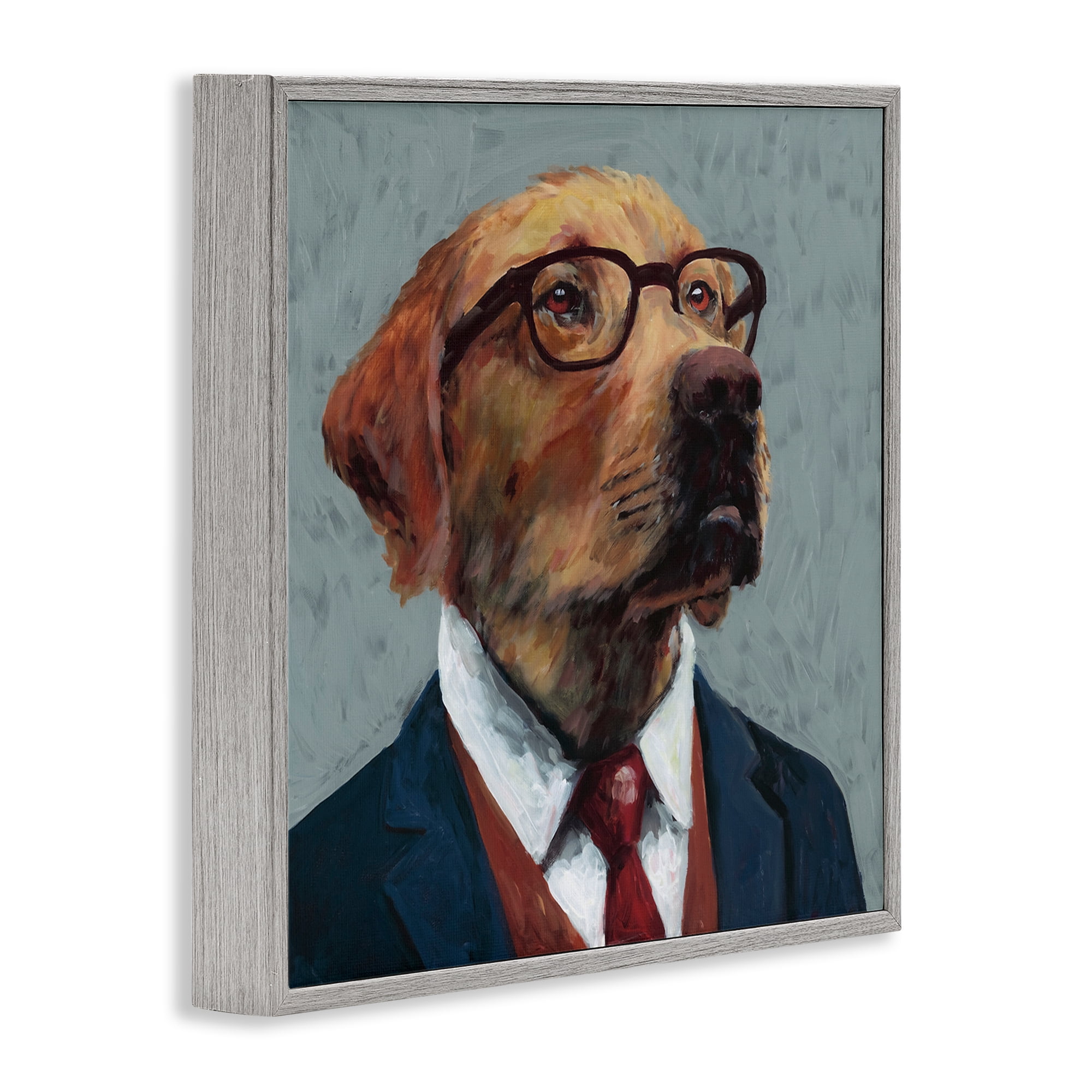 Stupell Industries Bark Kent Portrait Gray Framed Giclee Art, design by Studio Bautista
