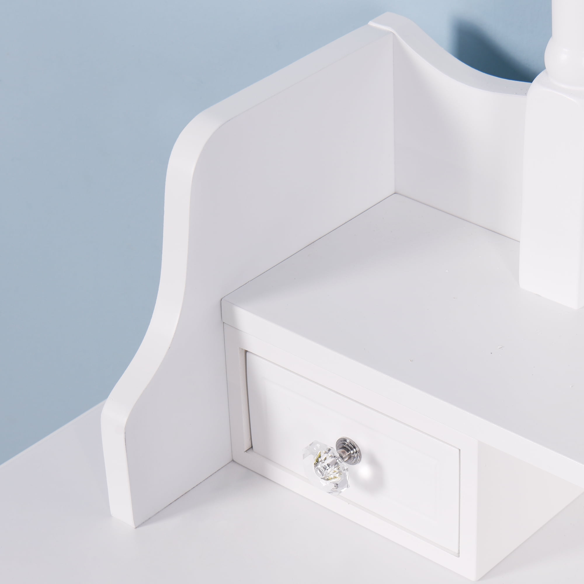 Resenkos Makeup Vanity with Mirror, Mid-Century Dressing Table for Writing Study Bedroom, White Resenkos Makeup Vanity with Mirror, Mid-Century Dressing Table for Writing Study Bedroom, White