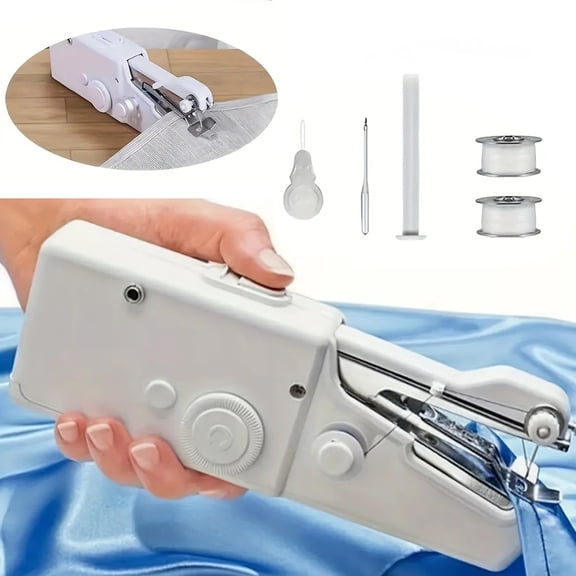 Portable Handheld Sewing Machine,Easy to Use and Fast Stitch,Mini Electric Hand-held Cordless Sewing Machine for Beginners,DIY Fabrics,Clothes,Home,Travel (White)