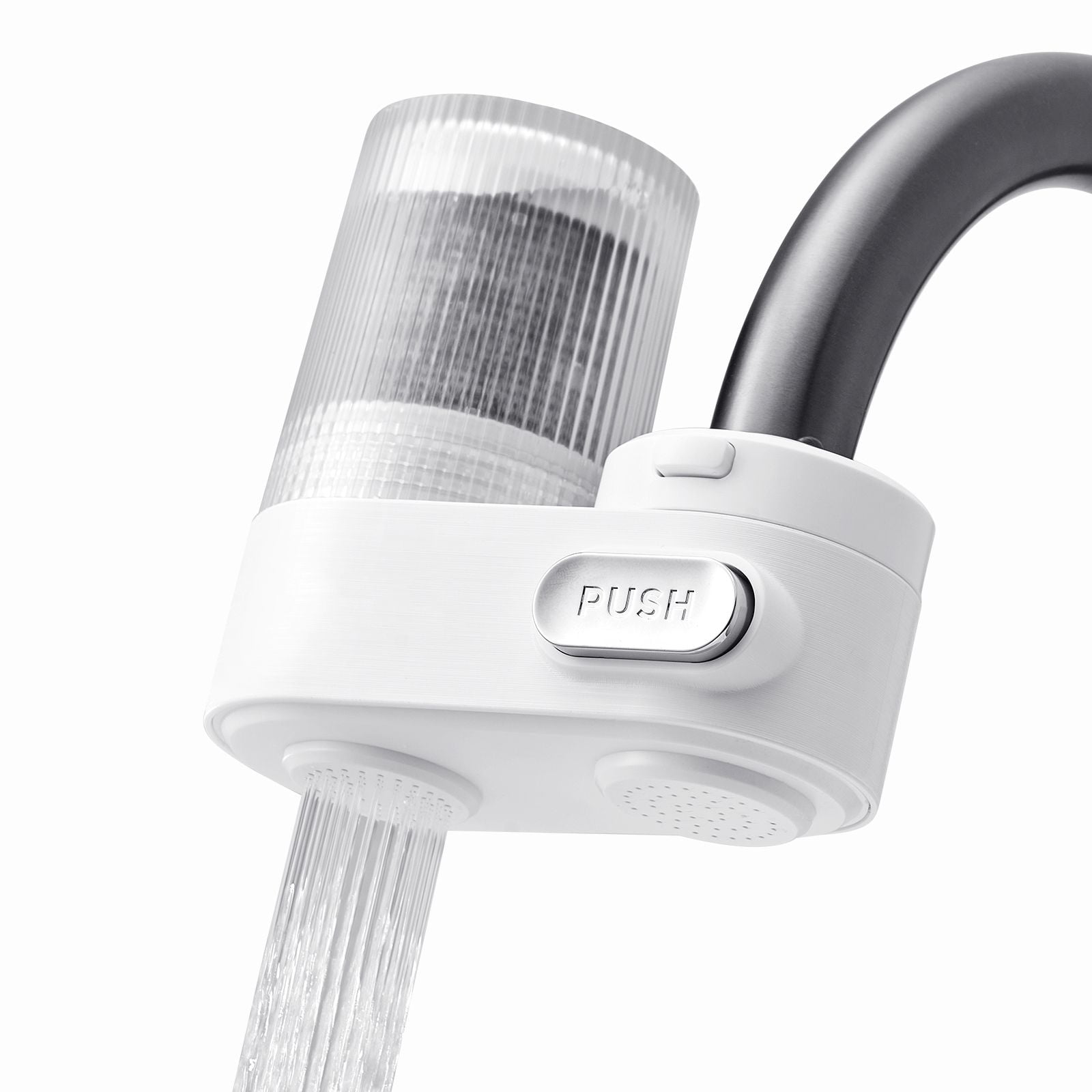 Faucet Mount Water Filter, Vertical Water Purifier for Sink Tap, Carbon Fiber Filters, Removes Chlorine Lead with 1 Filter, Fits Most Kitchen or Bathroom Faucets, White