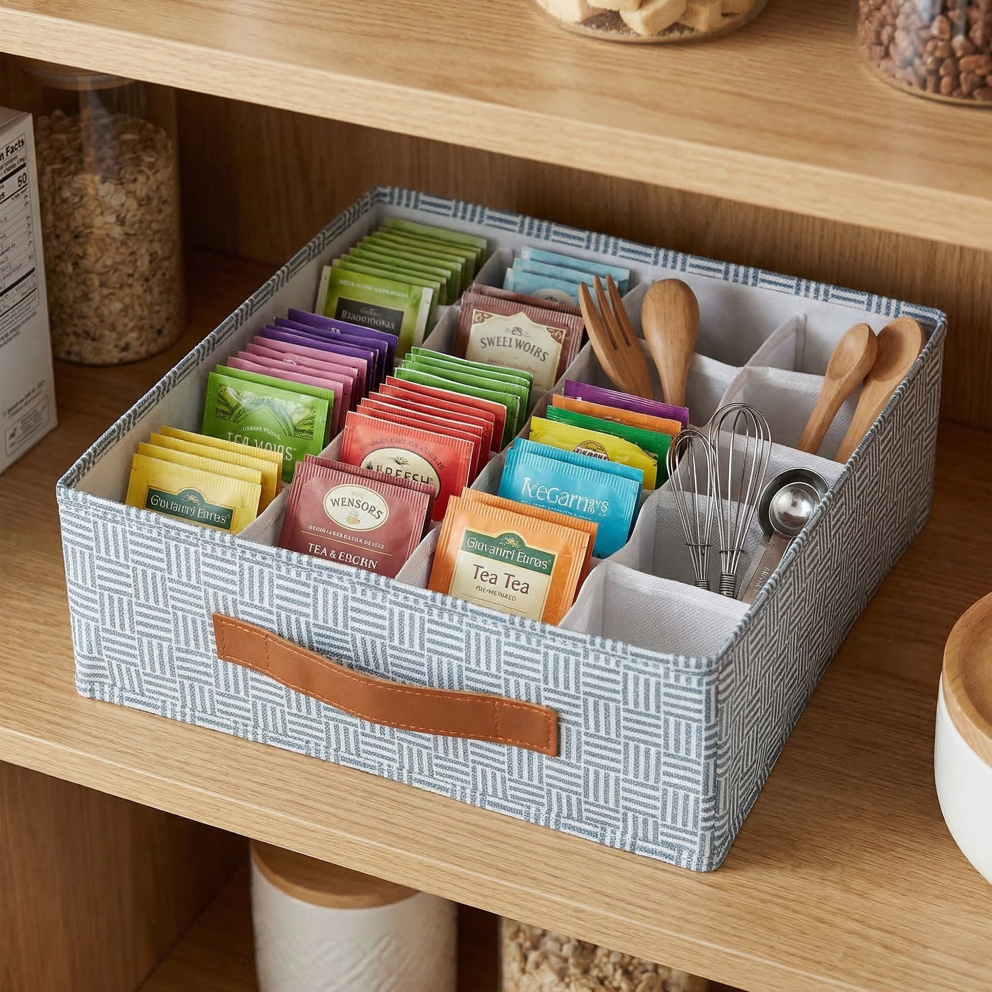 Unique Bargains Collapsible Fabric Storage Bin for Closet Light Blue-20 grid