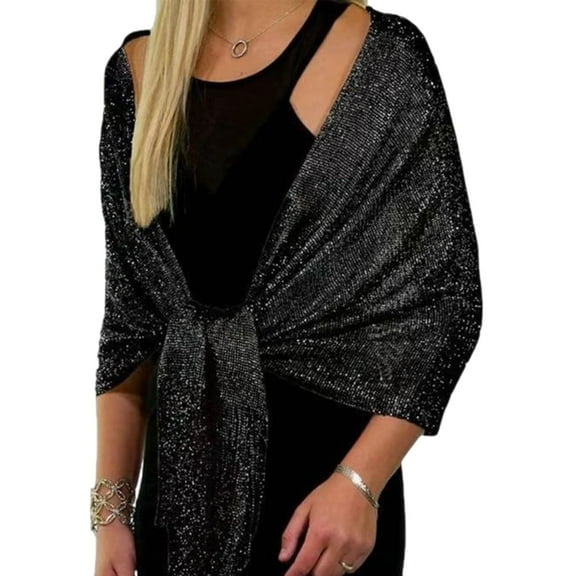 KCAHPAN Evening Dress Shawl Silver Glitters Stole For Wedding Party And Special Occasion