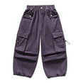 thumbnail image 3 of Gyexs Jeans for Girls Size 12-13 Baggy Stretchy Wide Leg Streetwear Casual Straight Streetwear Heart Embroidered Denim Pants Teen Girl Clothes Z03-Purple 12-13 Years, 3 of 7