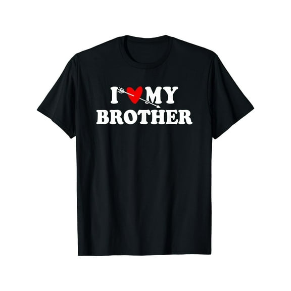 I Love My BrotherHeart Graphic Cotton T-Shirt - Soft, Breathable Crew Neck Tee for Men, Casual Father's Day Gift S-3XL