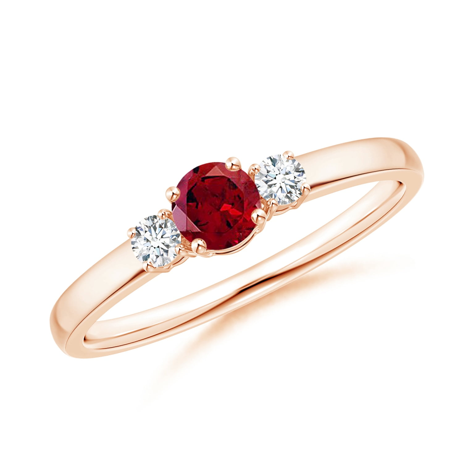Angara - Valentine Jewelry Gift - Classic Garnet and Diamond Three