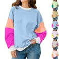 thumbnail image 5 of hxobax Womens Cute Fall Sweatshirt Colorblock Long Sleeve Crewneck Pullover Tops Trendy Sweatshirts, 5 of 5