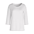 thumbnail image 5 of Zedker Long Sleeve Blouse for Women Crew Neck Loose Fit Summer Casual Tops/T-shirt With Fringes Top White L, 5 of 6