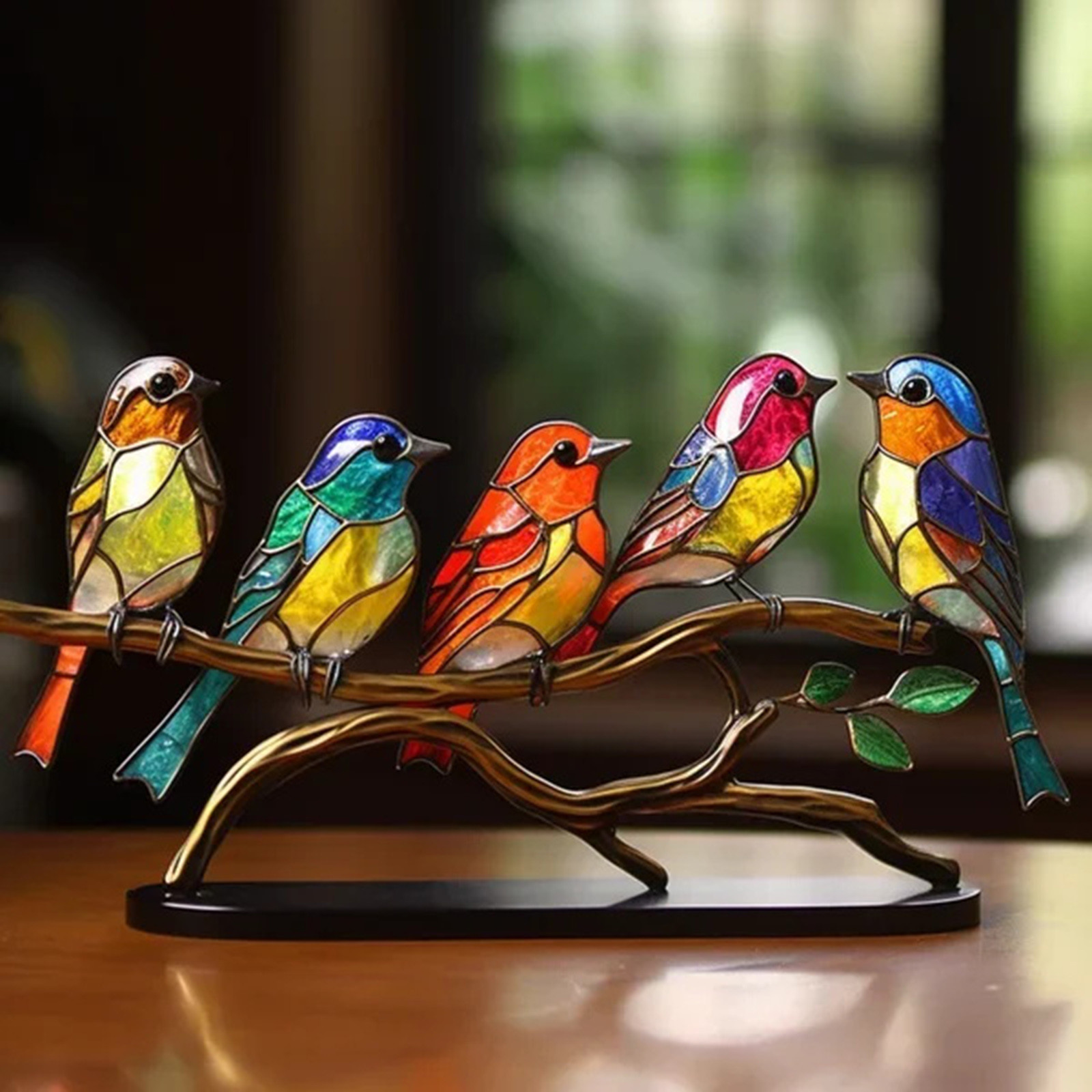Bird Decorations for The Home,Colorful Bird Tabletop Decoration Metal Artware, Vintage Home Decor Centerpiece, Five Birds Pendant for Home Office Bedroom, Creative Artwork Mother's Day Gift