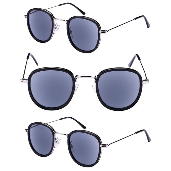 "The Esteemed" 3 Pair of Reading Sunglasses (Non Bifocal) Full Lens Sun Readers - Silver/Silver - 1.50