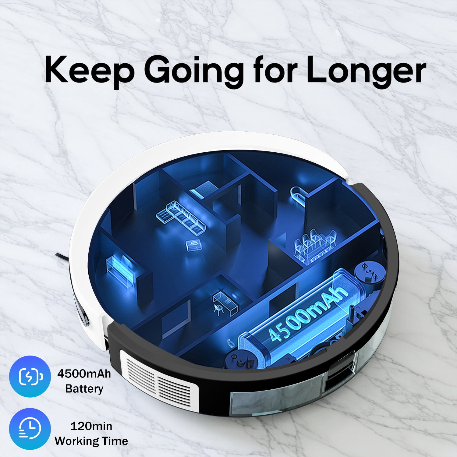 Robot Vacuum Cleaner, with App/Remote Control, 120 Min Runtime, Self-Charging, Great for Pet Hair