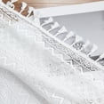 thumbnail image 5 of Bohogeo White Linen Textured Tassel Sheer Lace Curtain Panels, Chic Crochet Geometry Knitting Rod Pocket Farmhouse Window Curtain Drapes for Living Room/Bedroom, 2 Panels, 95" L x 40" W, 5 of 6