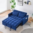 thumbnail image 3 of Gewnee 55''3 in 1 Convertible Modern Pull Out Couch Bed,Adjustable Backrest,Velvet Loveseat Futon Sofa with Pillows & Pockets for Living Room,Apartment.(Blue), 3 of 12