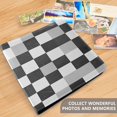thumbnail image 4 of FORMRS 3 Ring Photo Album 4"x6" Self Adhesive Large Capacity PU Leather Cover, Black and Gray Plaid Pattern, 4 of 8