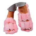 thumbnail image 3 of Women's Cozy Winter Slippers Fuzzy Plush Slip On Design New Double Bar Slippers Home Gradient Candy Color Indoor Ladies Slippers, 3 of 9