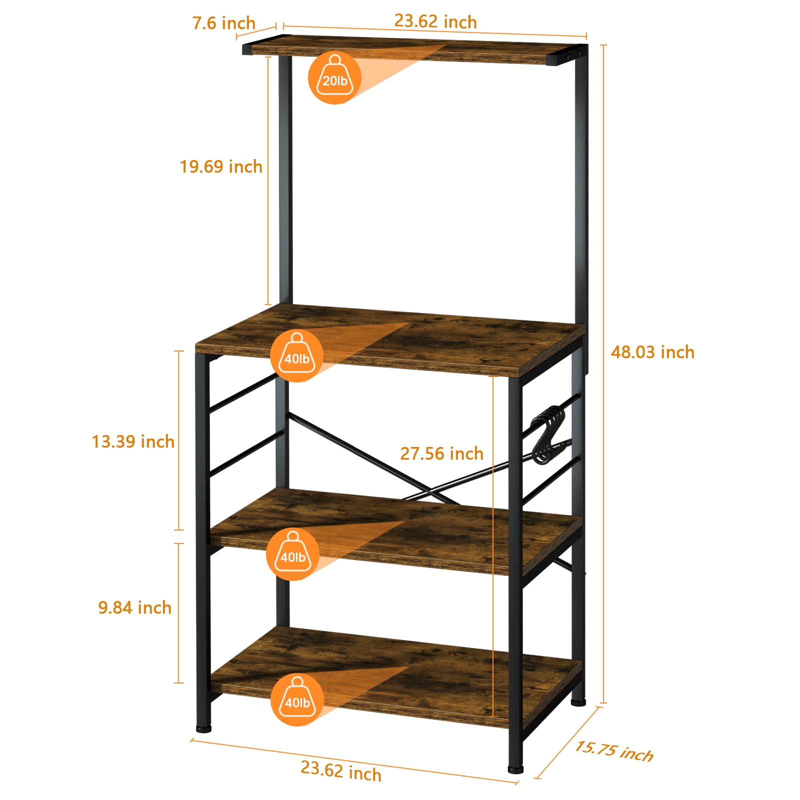  VZIUDYN 4-Tier Bakers Racks for Kitchens, Kitchen Storage  cabinets Microwave Stand with Storage, Coffee Bar Cabinet, Kitchen Shelves  for Spices, Pots and Pans - Standing Baker's Racks