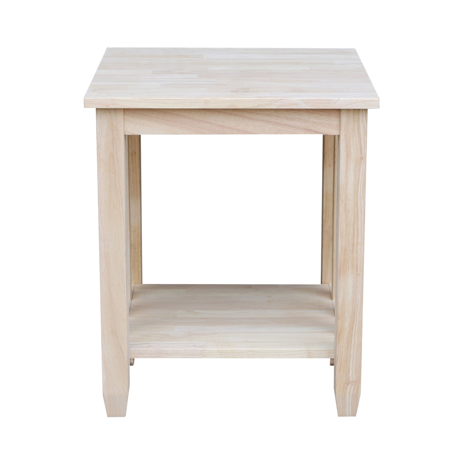 International Concepts Unfinished Solid Wood Square End Table with Storage Shelf