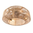 thumbnail image 4 of Rattan LED Chandelier 18.5" Bladeless Caged Ceiling Fan Light +6 Speeds & Remote, 4 of 16
