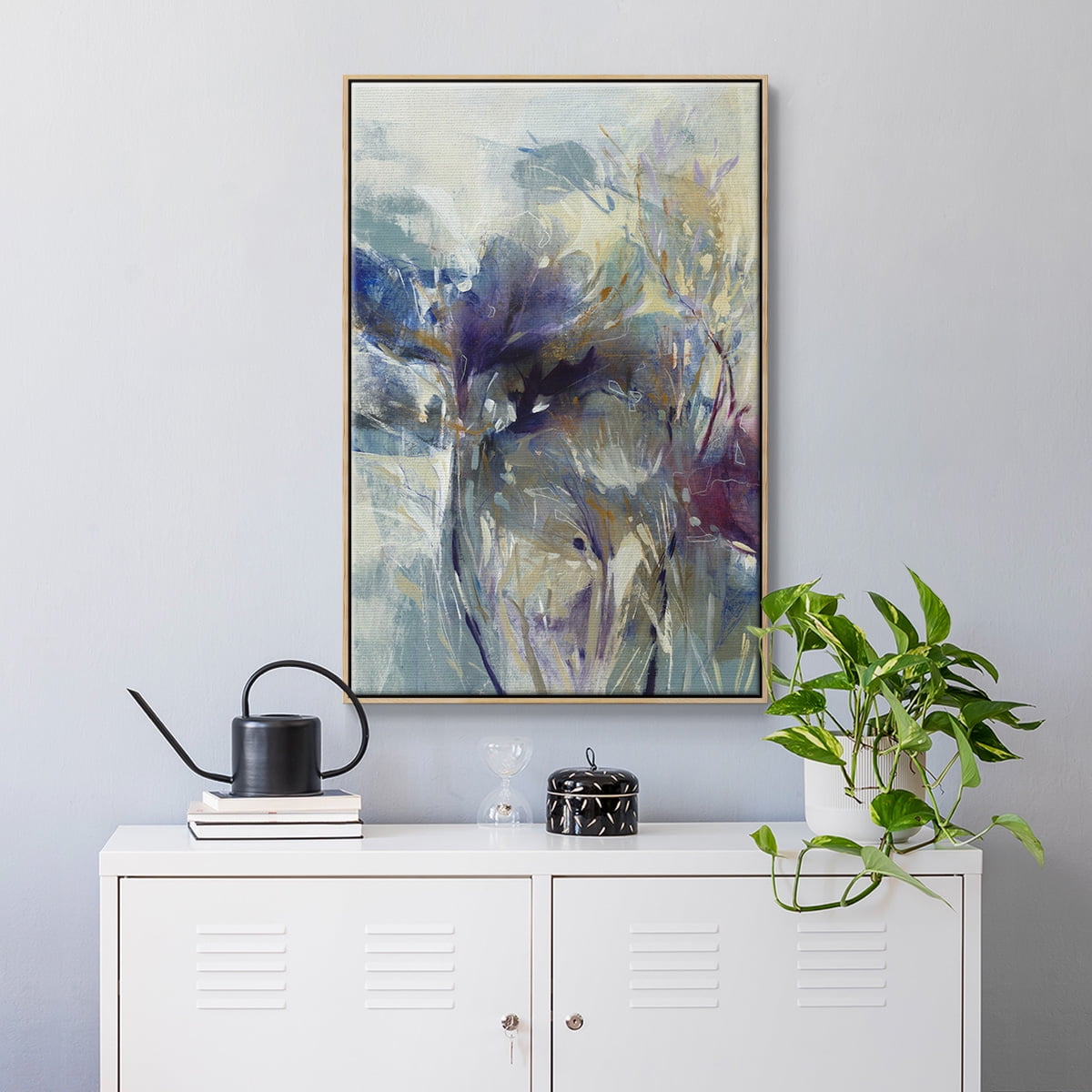 Meadow Saffron I Framed Premium Gallery Wrapped Canvas - Ready to Hang - 27 x 41 - Natural Wood Floating Frame