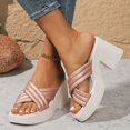 thumbnail image 3 of IUJSOY Womens Platform Heels Open Square Toe Slip on Dressy Pumps Shoes Chunky Block Heeled Wegdes, 3 of 6