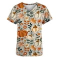 thumbnail image 5 of Fiudx Camisas para Mujer Topa de Trabajo con Bolsillo de Manga Corta y Estampado de Acción de Gracias con Cuello En V para Mujer, 5 of 5