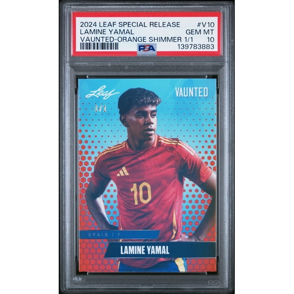 PSA 10 Lamine Yamal 2024 Leaf Vaunted #V-10 Orange Shimmer 1/1 Rookie Card Barcelona