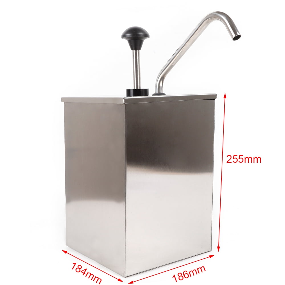 AIQIDI 4L Soy Sauce Pump Stainless Steel Condiment Dispenser Pump for KetchUp Dressing Syrup