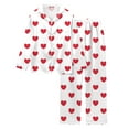 thumbnail image 2 of Valentines Pajamas For Women Set Casual Cozy Loose Cardigan Heart Print Collar Long Sleeve Button Up Loungewear Soft Two Piece Holiday Sleepwear With Pockets White M, 2 of 5