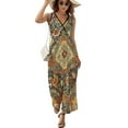 thumbnail image 2 of Heritage Bohemian Floral Traditional Moroccan Style Dress Summer Street Style Bohemia Long Dresses Female Sleeveless Printed Maxi Dress, 2 of 9