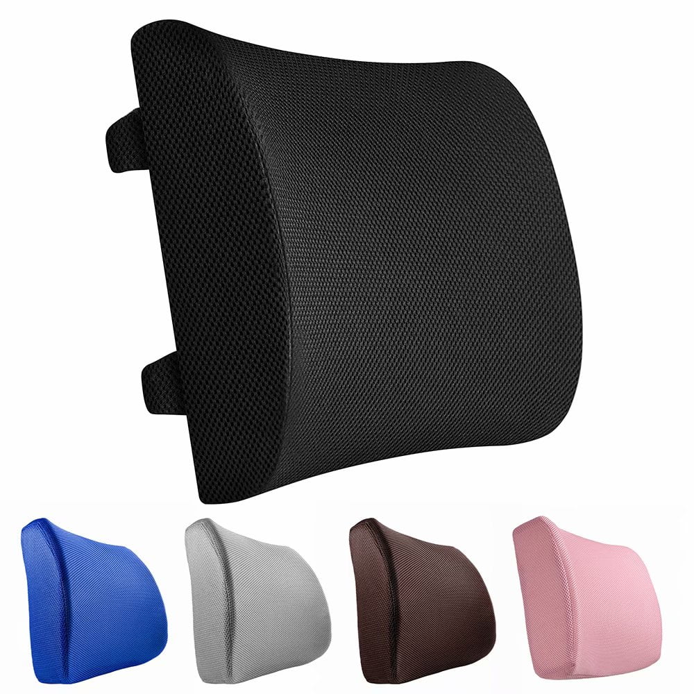 Seat Cushion & Lumbar Support, Memory Foam, Black, 2 Pack