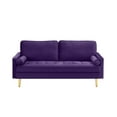 thumbnail image 3 of LUCKHAO   67" Modern Velvet Loveseat Sofa Couch, Mid-Century Tufted Upholstered Small Love Seat Couch, Small Spaces LoveSeat Sofa with 2 Pillows & 4 Golden Legs, 3 of 5