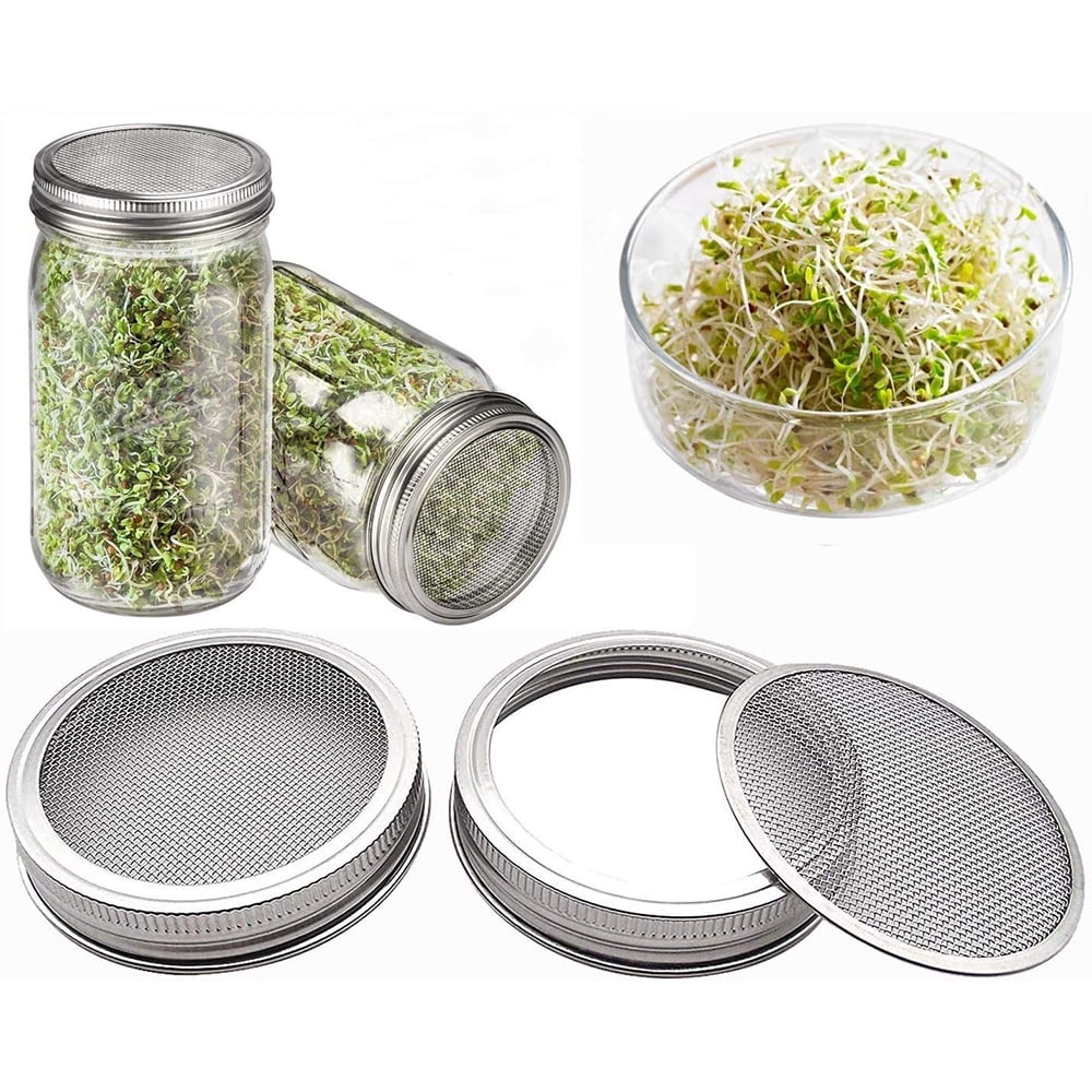 VIVEFOX 304 Stainless Steel Sprouting Lids for Wide Mouth Mason Jars