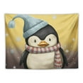 thumbnail image 5 of GOSMITH  Cartoon Tapestry, Sleepy Penguin in Hood Ready to Bed Happy Dream Cartoon Art, Wide Wall Hanging for Bedroom Living Room Dorm, Yellow White Grey, 5 of 7