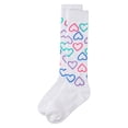 thumbnail image 3 of MeMoi Girls All-Over Heart-Themed Cotton-Rich Mini-Ribbed Knee High Sock - Girls - Female, 12, White, 3 of 3