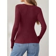 thumbnail image 5 of KYGABAK Long Sleeve ShirtsV Neck Tops for Women Sexy Sweater V Neck Ribbed Knit Slim Fit Wrap Top 2025 Fall Casual Fashion Clothes,Red XL, 5 of 7
