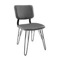 thumbnail image 3 of WE Furniture Flax Back Accent Dining Chair with Black Stitching, 2 Pack - Grey, 3 of 5