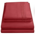 thumbnail image 2 of Olivia Branch 1800 Thread Count Microfiber Bed Sheet Set Split King - Burgundy, 2 of 2