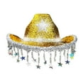 thumbnail image 6 of Santa Hats Western Cowb`oy Hat With Shiny Rhinestone And Fringe For Disco Party Country Music Festival Stage Performance Small Santa Hats, 6 of 6
