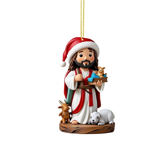 Árbol de Navidad nacimiento acrílico 2D colgante colgante navideño colgante con forma de árbol de Navidad colgante acrílico navideño colgante anual