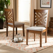 Baxton Studio Caron Modern and Contemporary Grey Fabric Upholstered and Walnut Brown Finished Wood 2-Piece Dining Chair Set