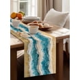 thumbnail image 3 of Coastal Beach Watercolor Wavy Table Runner 13x60in Non-Slip Cotton Linen Table Runners, Summer Ocean Waves Dresser Scarves TableRunner for Dinner Kitchen Dining Wedding Party, 3 of 9