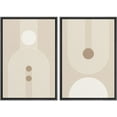 thumbnail image 2 of PixonSign Framed Wall Art Set Retro Nordic Mid Century Geometric Pattern Abstract Shapes Canvas Prints Cozy Neutral Minimal Decorative Zen Bohemian for Home Decoration - 16"x24"x2 Black, 2 of 5