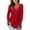 Red, variant on Black and Friday Azrian Tops Saving!,Women's Solid Color V-Neck Button Causal Long Sleeve Tops Blouse Loose