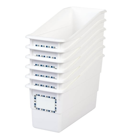 Really Good Stuff Durable Book and Binder Holder - 6pack, White Color, 5 ?" x 12 ?" x 7 ?", Classroom Organization, Storage Solution, Sturdy and Versatile