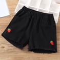 thumbnail image 5 of CPNG Kids Children Girls Daily Denim Shorts Summer Casual Strawberry Embroidery Elastic High Waist Shorts with Pockets(Black,3-4 Years), 5 of 5