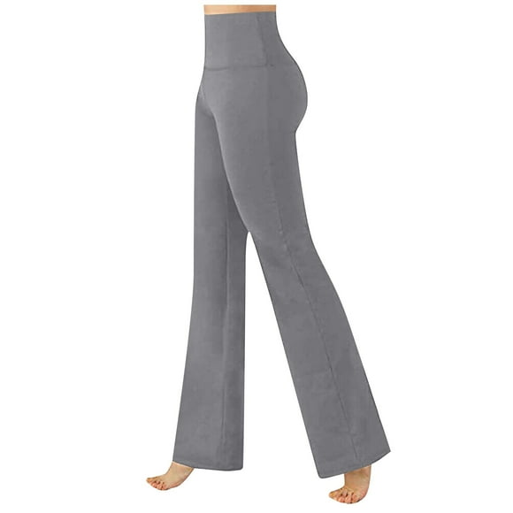Susanny Tall Flare Leggings for Women Crossover Yoga Pants Tummy Control High Waisted Bootcut Stretchy Workout Casaul Pants Light Gray 2XL