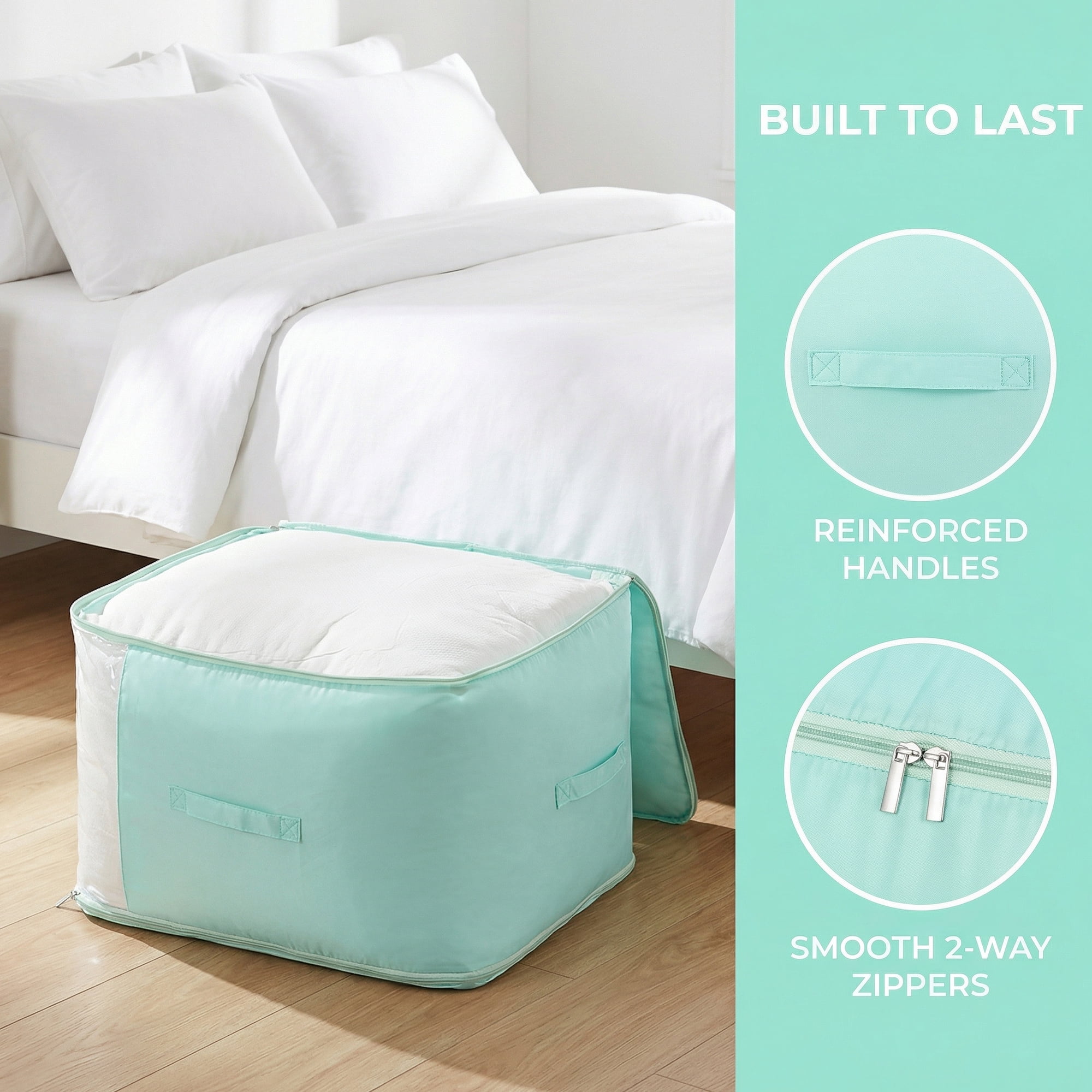 Unique Bargains 1Pc Clothes Expandable Storage Bag Light Green 21.3*16.5*23.6in