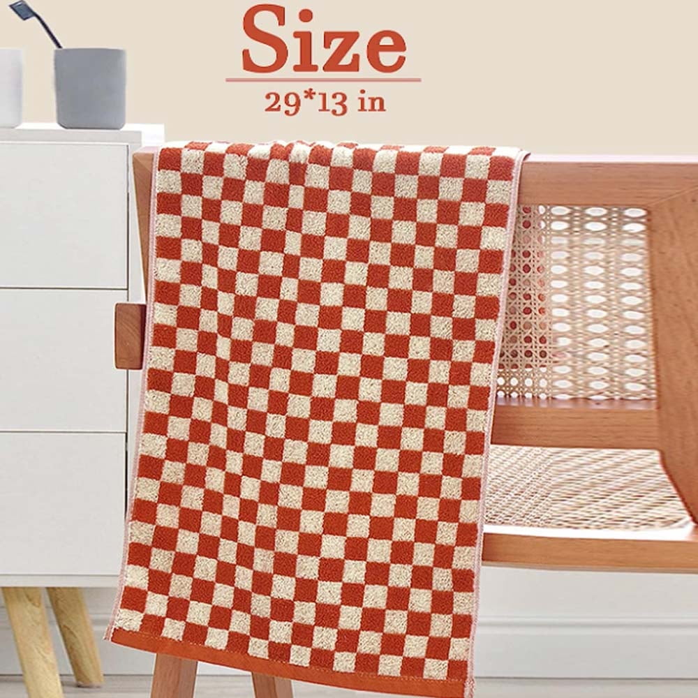 Nvzi 4Pcs Checkered Bath Towel Set, Soft Decorative Towels for Bathroom Spa Beach-13x29 inch,4 Color